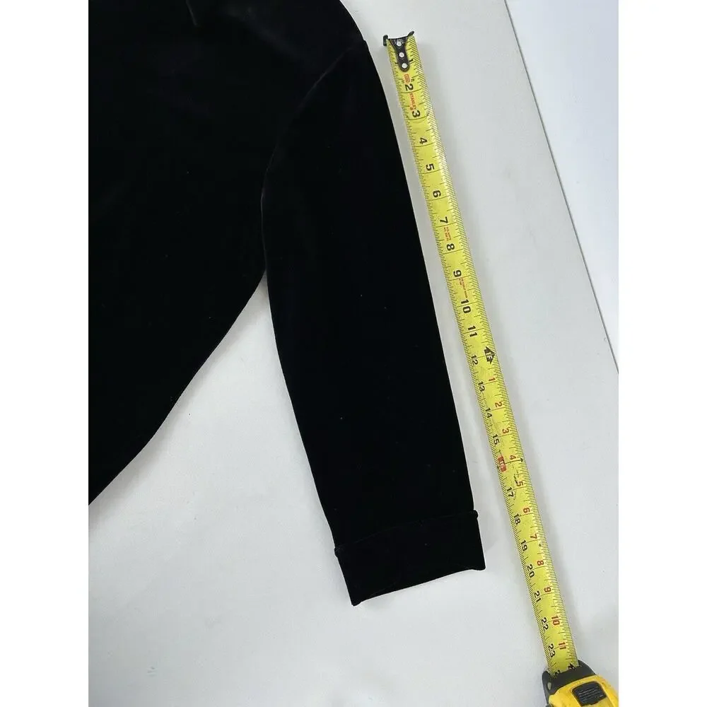 Women's Stretch Velvet‎ Top Women’s Medium Black Whimsigoth Button Up Witchy